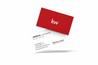 Horizontal Spot UV Red/White w/ Diamond KW Pattern Back KW Business Card