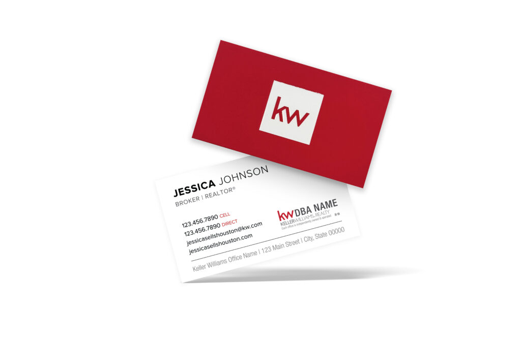 Horizontal Spot UV White/Red Raised KW Back Business Card