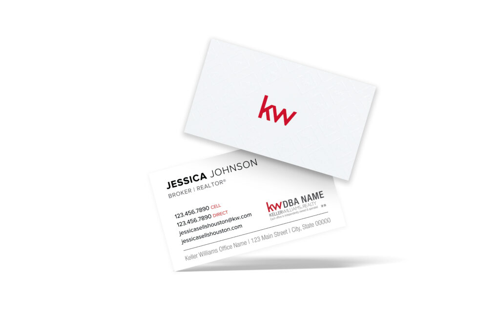 Horizontal Spot UV White Diamond KW Pattern Business Card