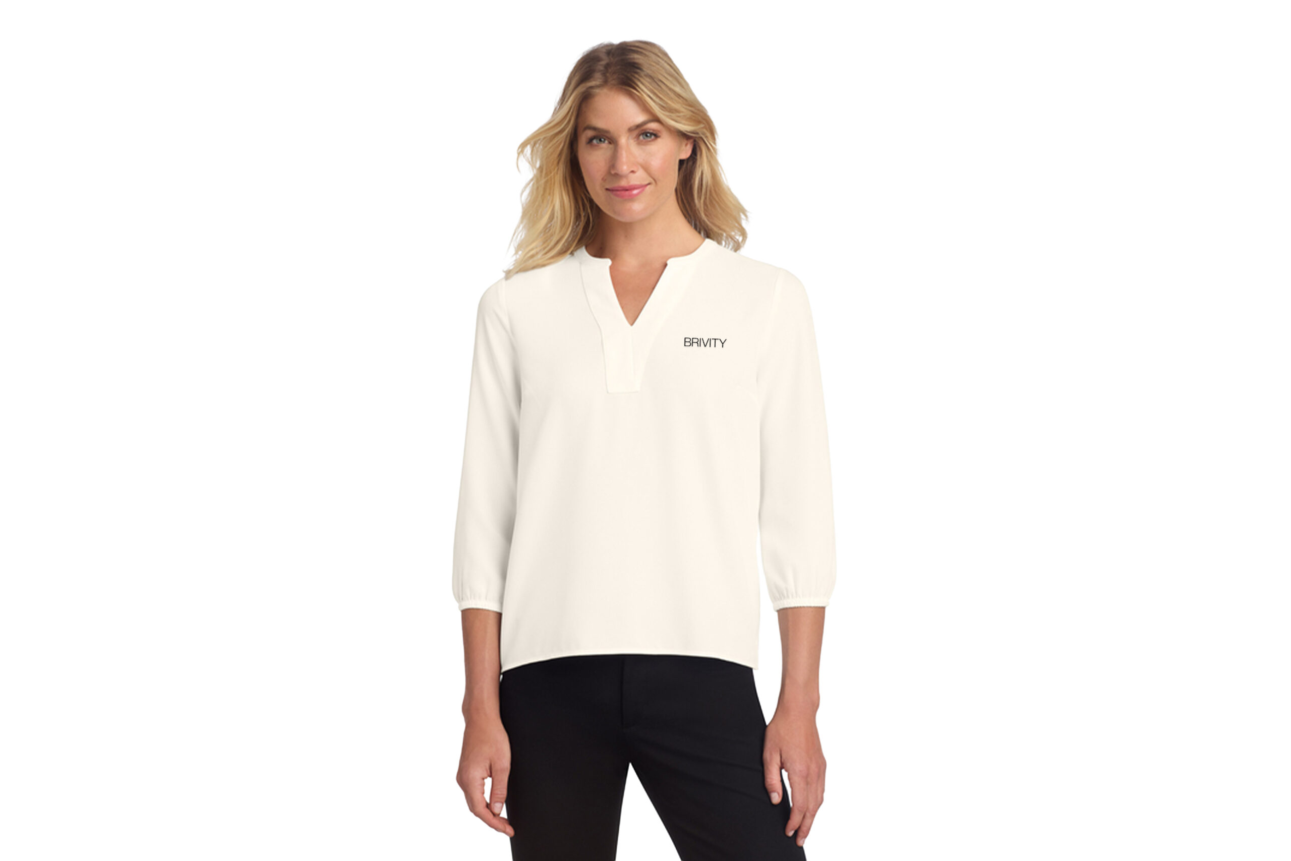 Brivity | Mercer+Mettle® Women's Stretch Crepe Long Sleeve Camp Blouse - Image 3